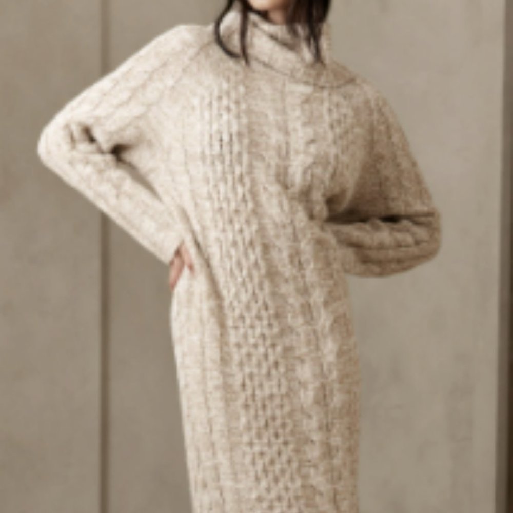 Cable Knit Sweater Dress Long M/L NWT